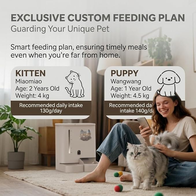 Smart Automatic Pet Feeder with Camera and Two-Way Audio, 5L Food & 4L Water Dispenser for Dogs and Cats, Dual Power Supply, Motion Sensor Light, Travel Pet Carepet feede (Black (Video Version))