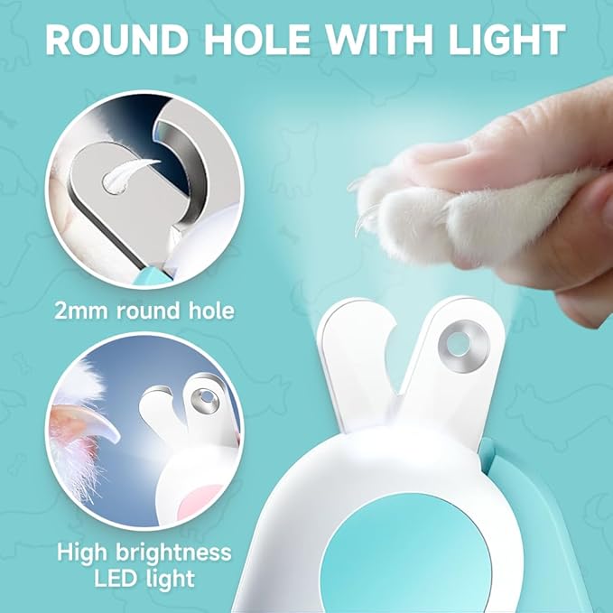 Pet Nail Clippers,2026 New Cat Nail Clipper with LED Light,Professional Claw Trimmer,Easy and Pain-Free Grooming Tool for Tiny Kitten Bunny Rabbit Bird Guinea Pigs Ferret Hamsters (A-Blue/1pcs)