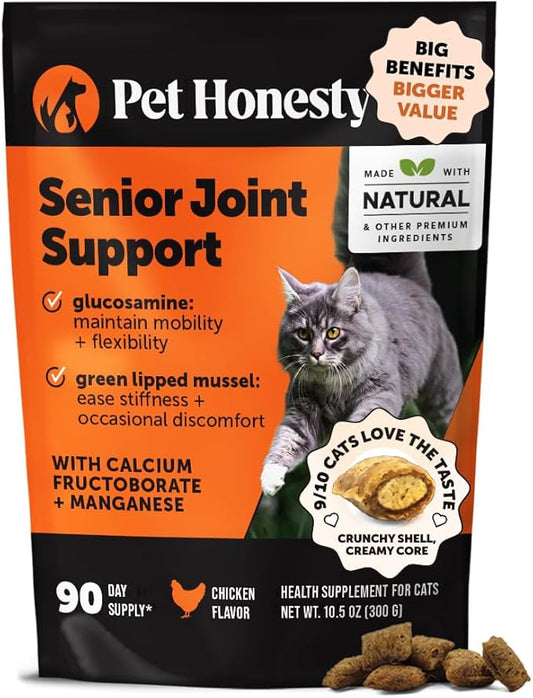 Cat Hip + Joint Health Chews – Crunchy & Creamy Cat Joint Support Supplement - Glucosamine, Chondroitin & Omega-3s – Supports Mobility, Flexibility & Comfort for Indoor & Outdoor Cats (Chicken 90-Day)