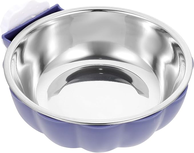 OUNONA Hanging Stainless Steel Dog Food Bowl Large Sturdy Feeding Supply Blue Convenient Pet Feeder for Puppies and Dogs