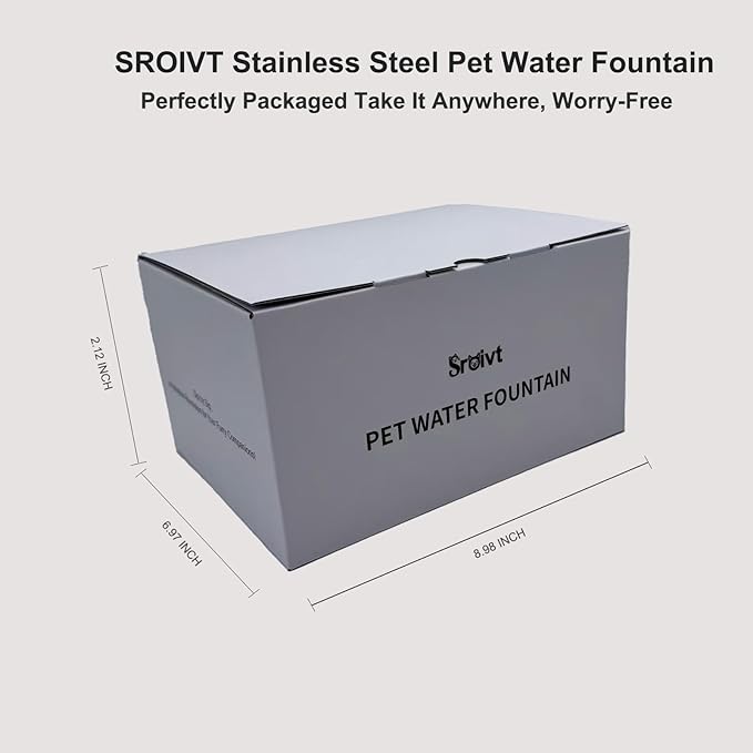 Cat Water Fountain Stainless Steel - cat Fountain - Water Fountains for Cats - pet Water Fountain - Dog Water Fountain - Stainless Steel cat Water Fountain Cordless - 88oz/2.6L,1Filters