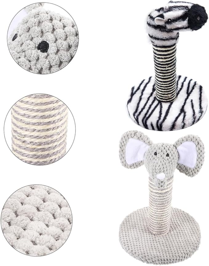 2pcs Small Animal Pattern Sisal Rope Cat Scratching Posts Vertical Wear-Resistant Climbing Poles for Indoor Cats Kittens