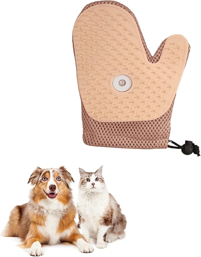 Pet Hair Removal Glove, Upgrade Electrostatic Pet Grooming Gloves No Fly Away Hair Deshedding Tool for Cats and Dogs, Pink