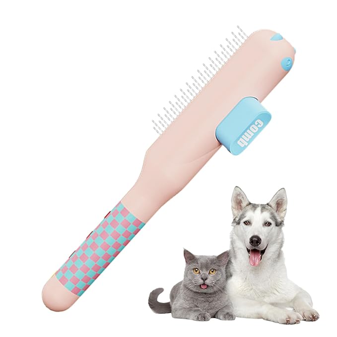 Pet Comb | Self-Cleaning Non-Slip Brush Supplies with Metal Teeth | Cat Hair Comb,for Dog Puppy Animals Indoor Home Shedding