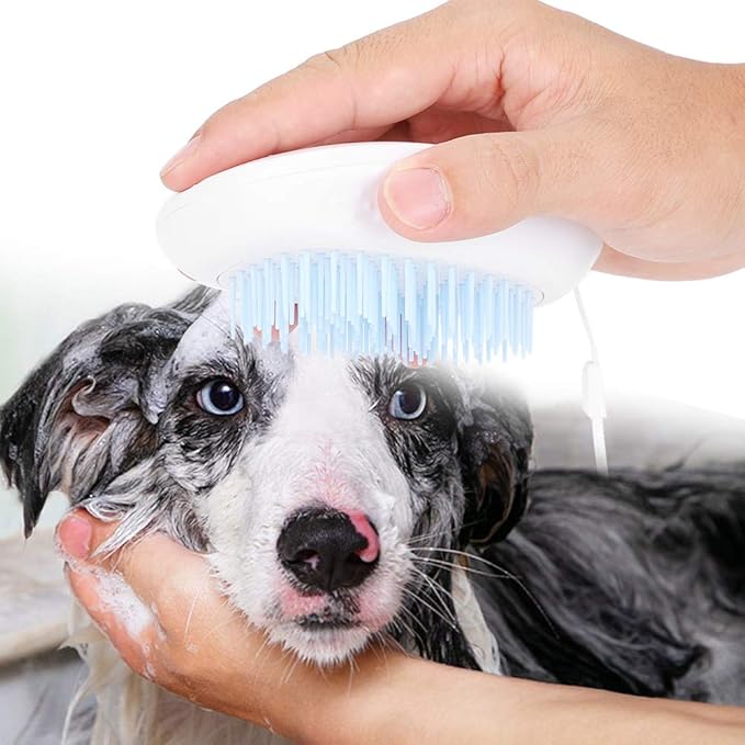FLEXMAN Dog Bath Brush, 2 in 1 Multi Functional Plastic Self Grooming Cat Brush, Cat Self Groomer, Pet Shower Bathbrush Accessory