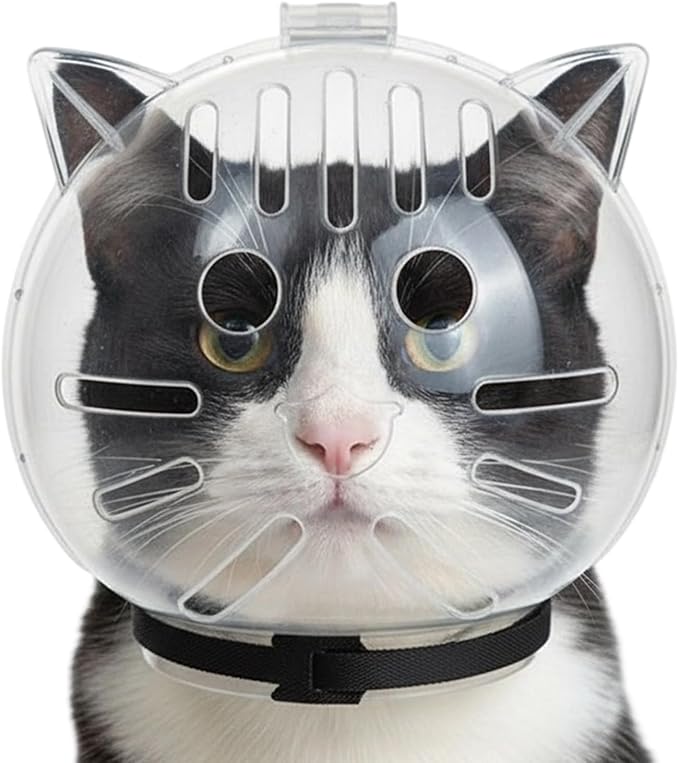 Cat Muzzle - Breathable Transparent Head Cover, Cat Grooming Muzzle for Safety and Comfort, Pet Accessory for Bathing and Shedding, Animal Category Lightweight Feature, Small Dogs Nail Trimming