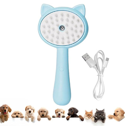Pet Grooming Brush, Spray Massage Comb for Pets and Cats, Electric USB Brush for Cat Shedding, One Touch Electric Spray Anti-Flying Hair Bath & Shower Cleaning (A)