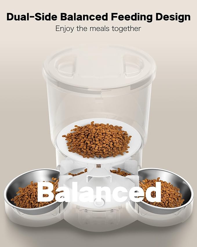 SURDY Automatic Cat Feeder with 5G WiFi, 20 Cups/5L Automatic Cat Food Dispenser for 2 Cats Smart Pet Feeder with APP Control for Remote Feeding (White, 5L)