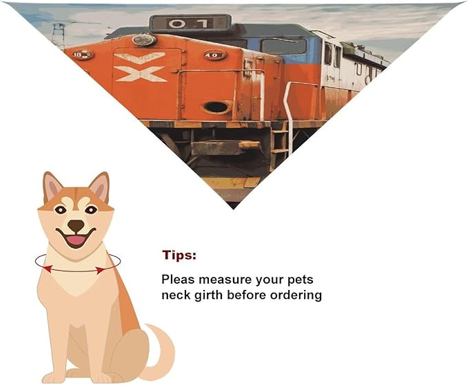 Dog Bandana Spring Pet Scarf Adjustable Triangle Train Printing Dog Bib Washable Polyester Puppy Bandana for Small Medium Large Dogs Cat Birthday Party Supplies