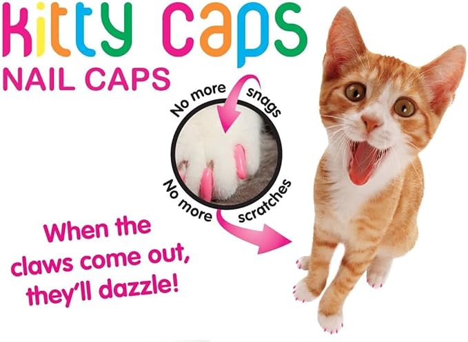 Kitty Caps Nail Caps for Cats | Spring Green with Glitter & Ultra Violet, 40 Count, Large - 3 Pack | Safe, Stylish & Humane Alternative to Declawing | Stops Snags and Scratches