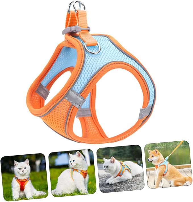 Toyvian Dog Vest Leash and Cat Harness Reflective Breathable Mesh Step-in Vest Harness M Size for Walking Puppies and Cats Outdoor Pet Supply