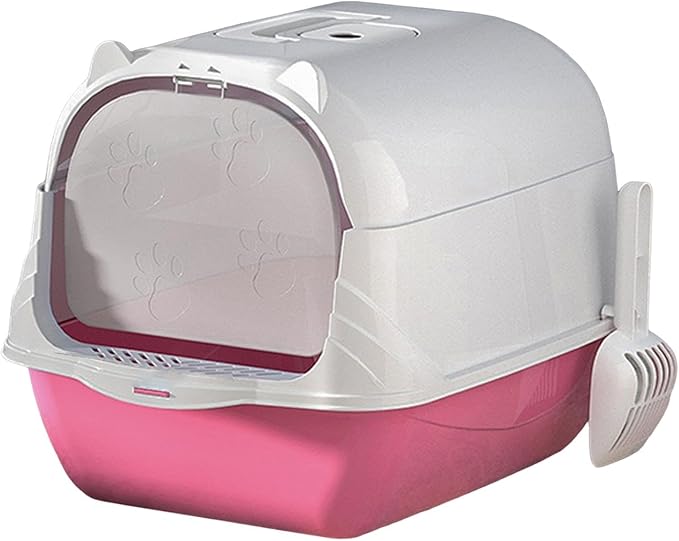 Enclosed Hooded Cat Litter Box with Two-Way Door, Deep Pet Litter Pan, Covered Cat Toilet Bedpan for Odor Control-