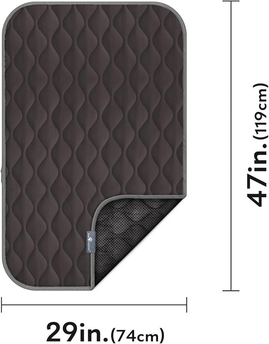 Paw Inspired Washable Padded Crate Mats for Dogs | 47” x 29” Pad, Fits 48-inch Kennels | Leakproof, Waterproof Bottom, Plush Pet Beds (Gray)