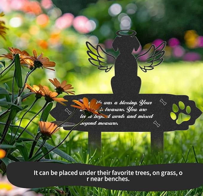 Grave Markers for Cemetery for Dog, Weatherproof Metal Pet Memorial Stake, Garden Cemetery Decoration, Waterproof Pets Grave Marker Memorial Plaques for Outdoors Yard Patio