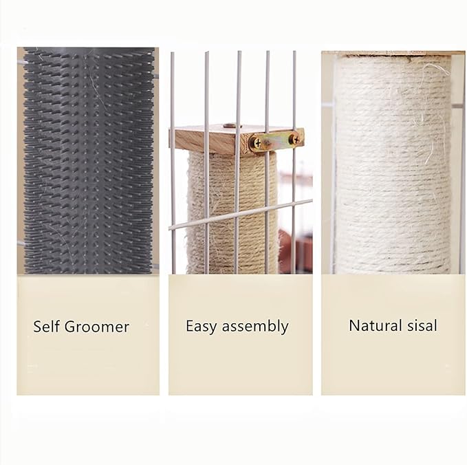 2-Pack 15.7" Cat Scratching Post for Crate Cage, Cage Mounted Scratching Post with Self Groomer and Massager, Scratcher Pole, Cat Kennel Playpen Accessories