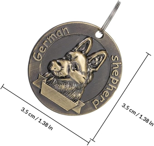 GANAZONO 4pcs Vintage Alloy Dog Id Tags Retro Metal Charms Anti Lost Identity Pendants for German Shepherd Collar Accessories Pet Supplies
