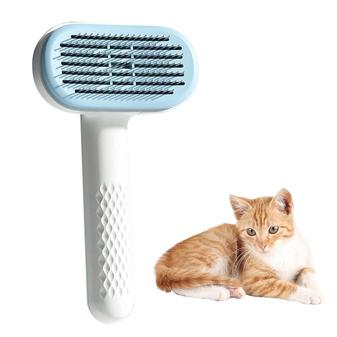 Cat Grooming Brush | Self Cleaning Slicker Tool for Dogs Cats - Comb Removes Loose Undercoat Mats Tangles Hair, Massage Pin Design Improves Circulation | for Home Salon Daily Care