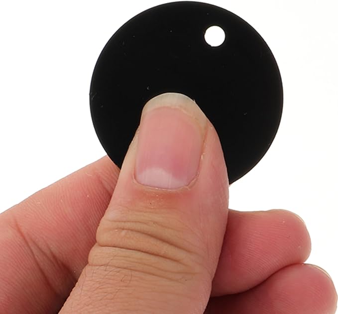 Yardwe 30pcs Round Aluminum Pet Id Tags Black Blank Dog Identification Tags for Engraving Necklace Bracelet DIY Pet Supplies