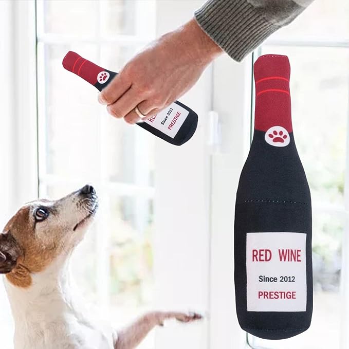 Printed Dog Toy Bottle Squeaky Bite Resistant Teasing Toy Pet Supplies for Training Medium Dogs Small Dogs Puppy Birthday, Black