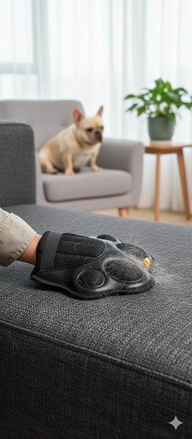 Pet Hair Remover Glove – Reusable Dog and Cat Grooming Glove, Pet Hair Removal Brush for Furniture, Clothes, Carpet, Car Seats – Washable and Eco-Friendly Grooming Supplies