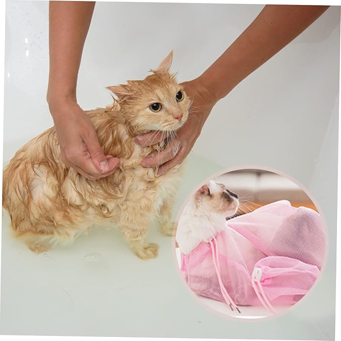SUPVOX Cat Bathing Bag Adjustable Mesh Cat Wash Bag for Easy Grooming Nail Trimming for Stress Bathing and Drying