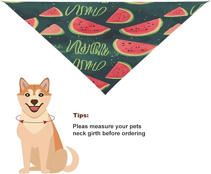 Dog Bandana Spring Pet Scarf Adjustable Triangle One in A Melon Printing Dog Bib Washable Polyester Puppy Bandana for Small Medium Large Dogs Cat Birthday Party Supplies