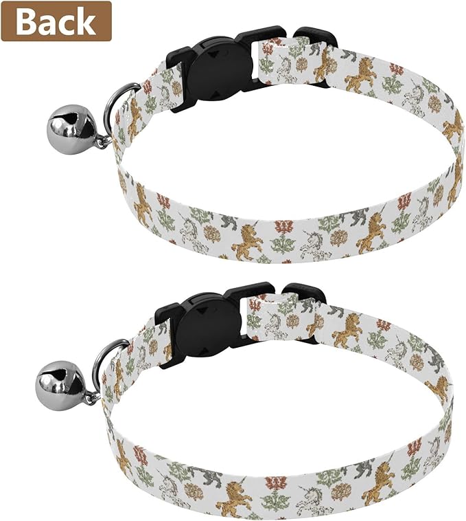 Dog Collar Lion Unicorn White Pattern Small Dog Collars Comfortable Puppy Collar Cat Pet Collar for Dogs Cats Pets Supplies 2 Pack