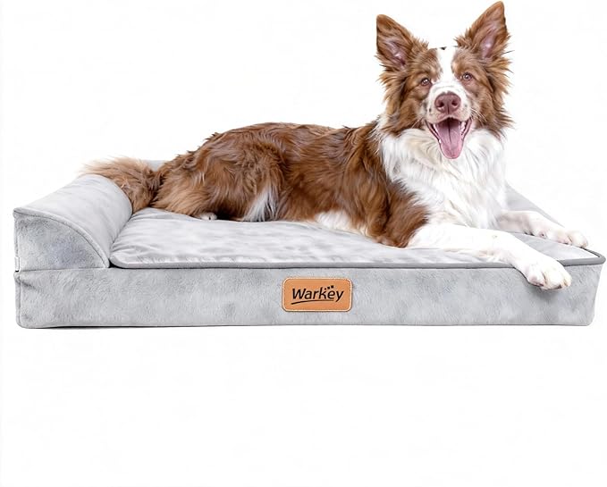 Dog Bed Large Sized Dogs, Orthopedic Dog Sofa Pet Bed, Waterproof Memory Foam Dog Bed, Large Dog Couch Bed with Washable Removable Cover, Grey - 35x27.95x6.3in