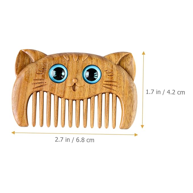 2pcs Natural Wooden Beard Comb Green Sandalwood Hair Comb Cat Brush for Haired Cats Grooming Tool