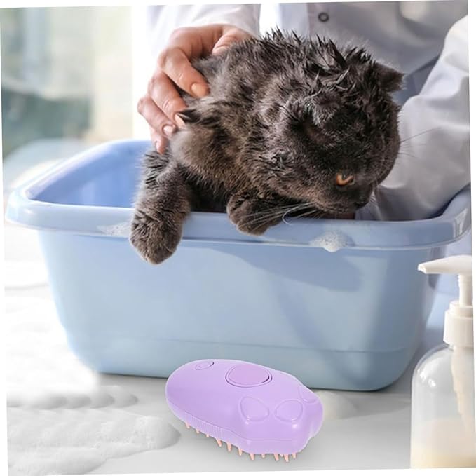 SUPVOX 2pcs Pet Hair Steaming Brush Multi-function Cat Dog Bathing Tool Portable Massage Brush for Gentle Grooming and Spa