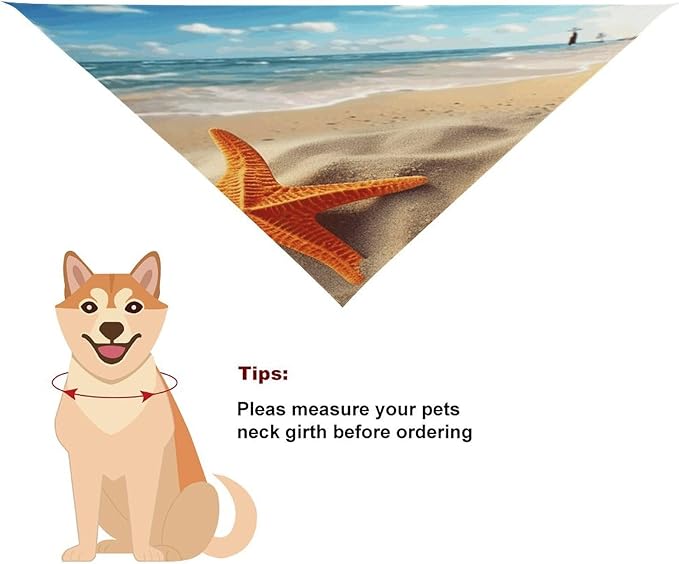 Dog Bandana Spring Pet Scarf Adjustable Triangle Sea Beach Starfish Printing Dog Bib Washable Polyester Puppy Bandana for Small Medium Large Dogs Cat Birthday Party Supplies
