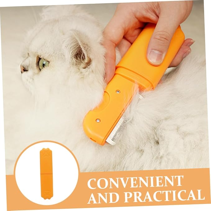 TOYANDONA Pet Comb for Cats and Dogs Detangling Shedding Brush with Fine Teeth Hair Removal Tool for Grooming and Dematting Orange Color Suitable for Small to Medium Pets