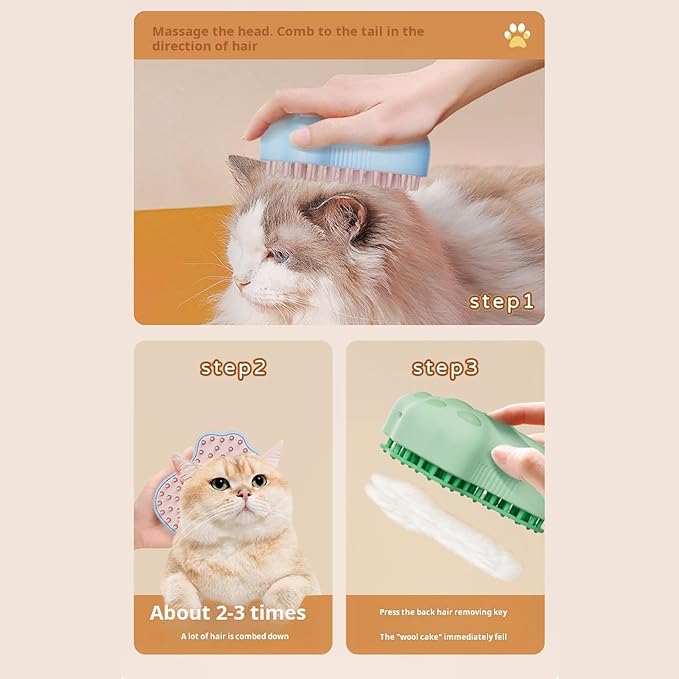 Talent Star Steamy Cat Brush, Pet Steam Brush Electric pet spray massage comb Hair Removal Comb Massage Multifunctional Cat Grooming Brush for Dogs & Cats Tangled Loose Grooming Tool Supplies Blue