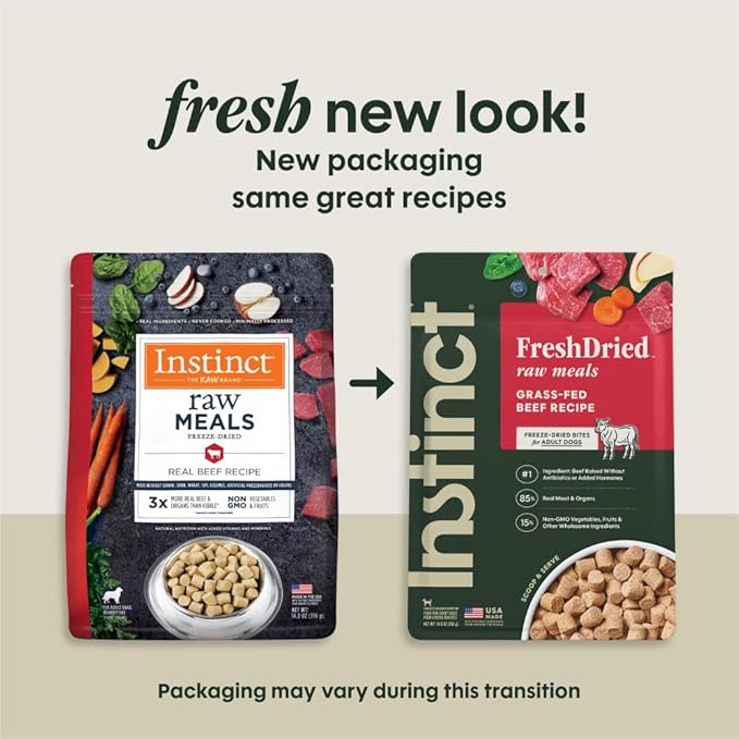 Instinct FreshDried Bites, Natural Freeze-Dried Dog Food, Grain Free - Real Beef, 14 oz. Bag