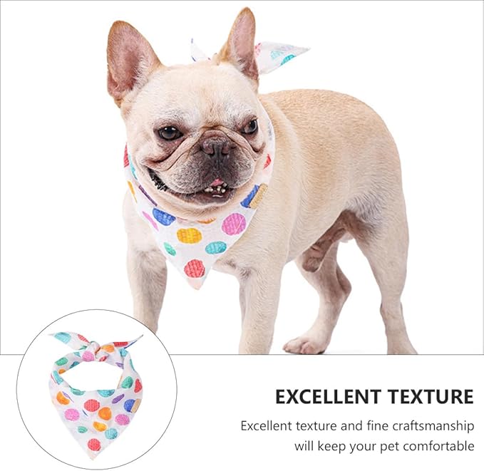Uonlytech Pet Cotton Dog Bandana Bib Breathable Washable Saliva Towel Small Rainbow Polka Dot Triangle Scarf Summer Pet Supply for Cats and Dogs