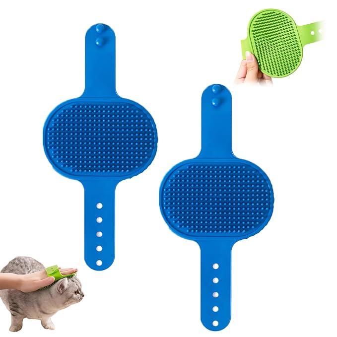 Silicone Grooming Strap Pad for Cats, Silicone Grooming Strap Pad 2-in-1self Groomer for Kitten,Bathing Brush,Scratching Board Pet Supplies for Cats Tree Furniture Sofa Chair Legs (2pcs blue)