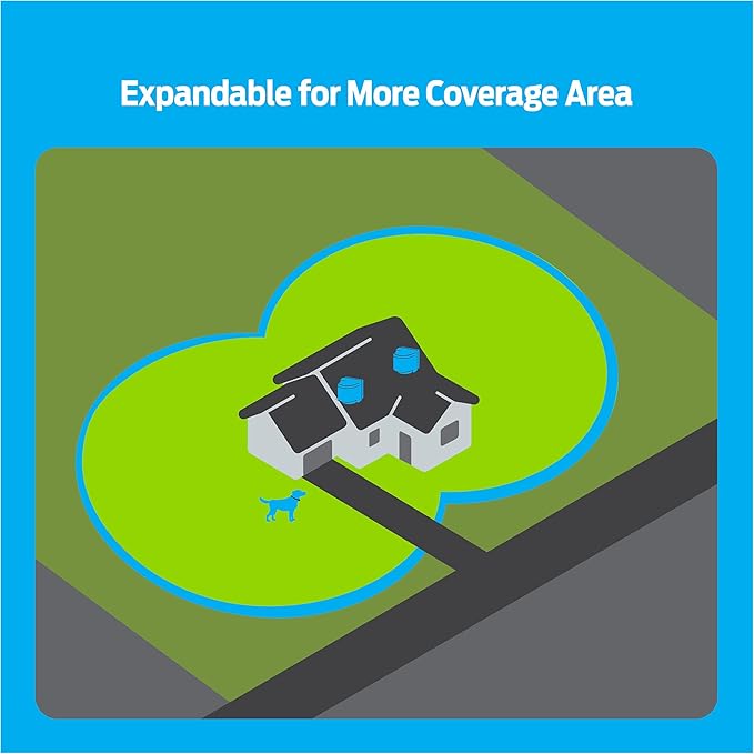 Premier Pet Wireless Dog Fence System - Adjustable Circular Boundary Up to ½ Acre - Waterproof Collar with Tone & 5 Static Levels - No Digging - Expandable to Include Multiple Dogs