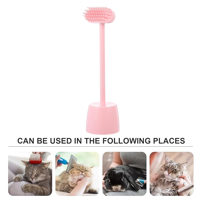 Luxshiny Compact Light Pink Cat Grooming Massage Brush for Shedding and Scratching, Pet Hair Removal Tool for Cats and Kittens, Soft Massage Brush for Fur Care and Itch Relief