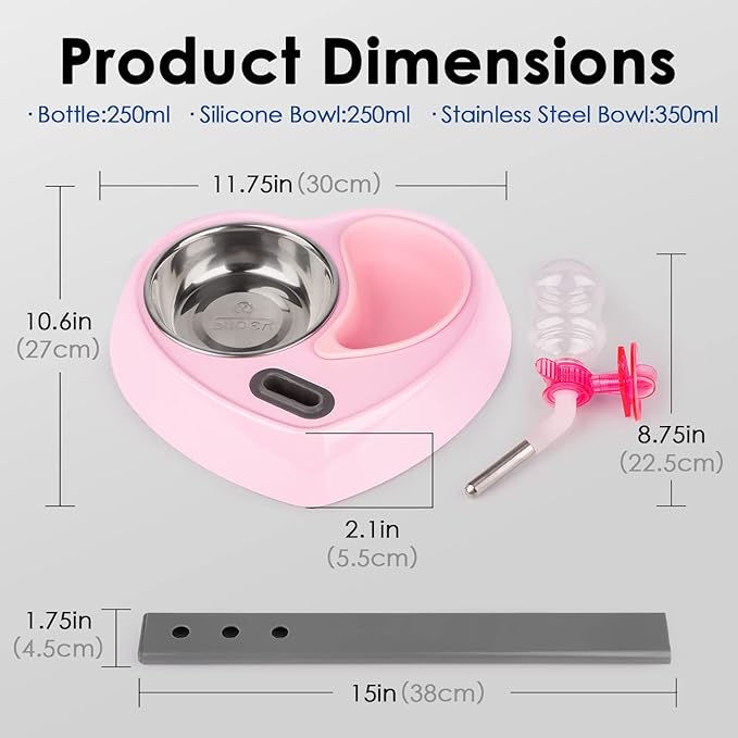 Super Design Dog Water Bottle Dispenser, Automatic Multifunctional Dog Crate Water Feeders Bowl Dispenser Portion Control Water Dispenser for Dogs & Cats, Mess Free, No More Dripping Beard Light Pink
