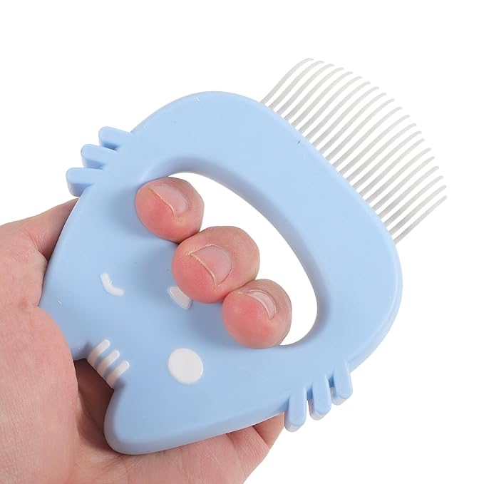 ERINGOGO 3pcs Pet Grooming Comb Set with Silicone Handles for Cats and Small Dogs, Reusable Flea and Shedding Brush, Compact Multi-function Massage Comb for Indoor Use