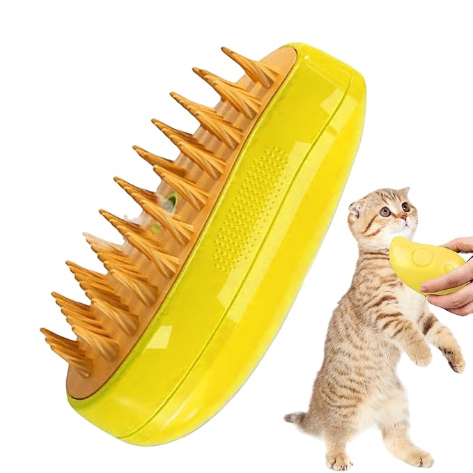 Cat Steamer Brush, Electric Cat Brush With Spray, Self Cleaning Steams Cat Brush, Multifunctional Dog Steamer Brush For Massage, 3 In 1 Cat Grooming Brush Pet Hair Removal Comb For Cat And Dog