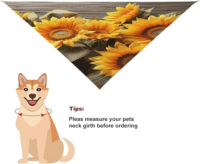 Dog Bandana Spring Pet Scarf Adjustable Triangle Plants Theme Sunflower Printing Dog Bib Washable Polyester Puppy Bandana for Small Medium Large Dogs Cat Birthday Party Supplies