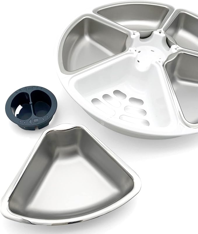 Cat Mate Stainless Steel Bowl Inserts - Replacement Bowls for 5-Meal C500 Automatic Pet Feeder (Pack of 5)
