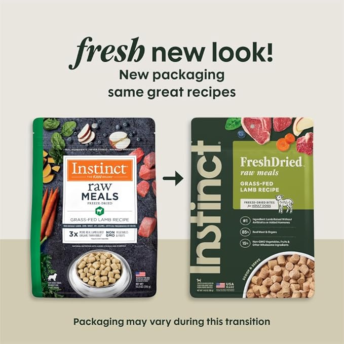 Instinct FreshDried Bites, Natural Freeze-Dried Dog Food, Grain Free - Grass-Fed Lamb, 14 oz. Bag