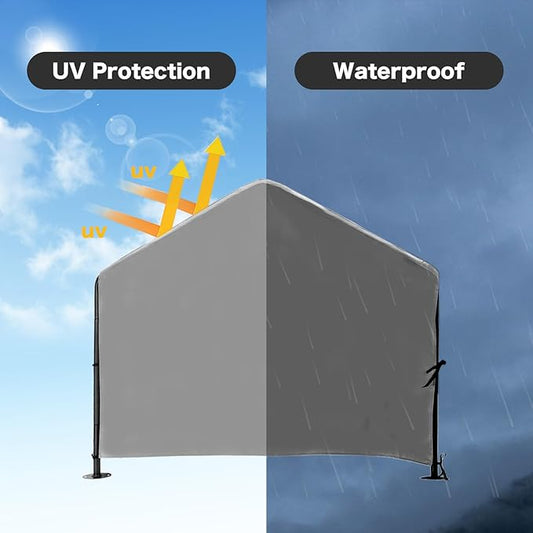 Canopy Replacement Cover for Dog Shade Shelter 4'x4'x3.6', Pet Outdoor Tent Cover with Upgraded Doors for Large Dogs, Not Included Metal Frame, Only Canopy Cover Roof, Grey