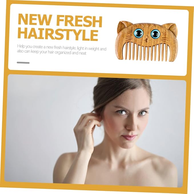 2pcs Wooden Massage Comb Cat Hair Grooming Supplies Sandalwood Combs for Curly Hair