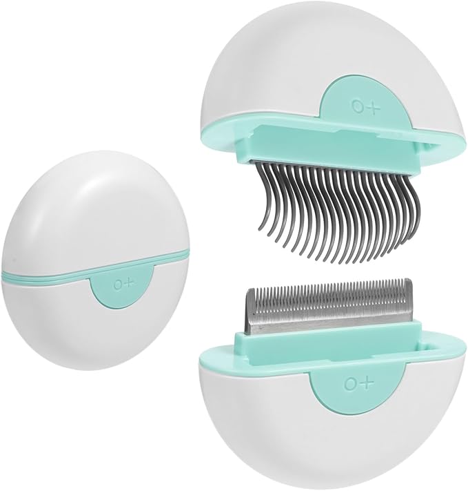 Beaupretty Pet Grooming Comb and Cat Hair Brush Mint Green Shedding Tool with Massage Function for Removal and Cleaning Suitable for and Bathing