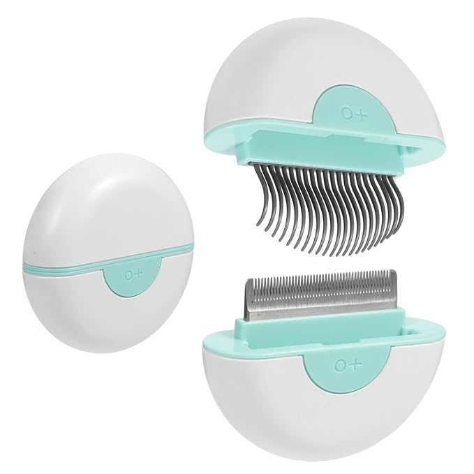 ibasenice Cat Hair Removal Comb and Grooming Brush with Massage Function, Mint Green Pet Shedding Tool for Cats, Soft Hair Cleaning Comb for Fur Removal and Bath Use