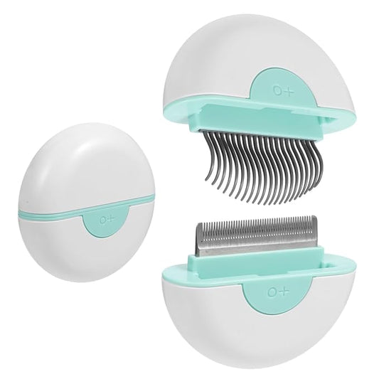 ibasenice Cat Hair Removal Comb and Grooming Brush with Massage Function, Mint Green Pet Shedding Tool for Cats, Soft Hair Cleaning Comb for Fur Removal and Bath Use