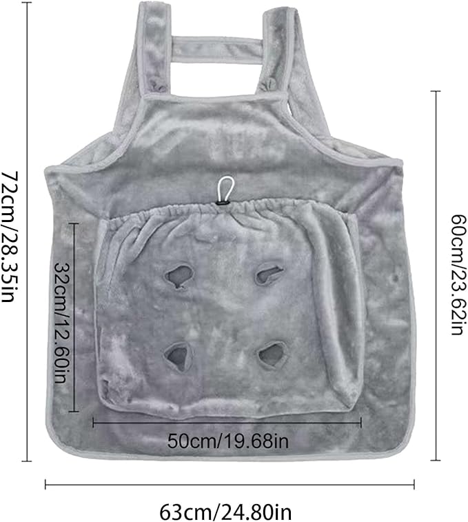 Cats Holding Carriers Velvets Aprons Slings Accompany Bag Indoor Use Smock with Pocket Cats for Nail Cutting